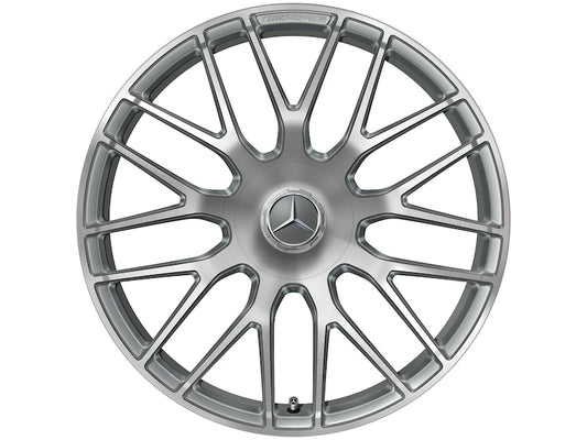 Cerchio fucinato AMG con design a razze incrociate, 48,3 cm (19 pollici), con tornitura a specchio Classe C serie S205 | W205