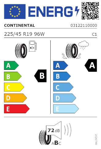 CONTINENTAL 225/45 R19 96W PremiumContact 6 XLFR