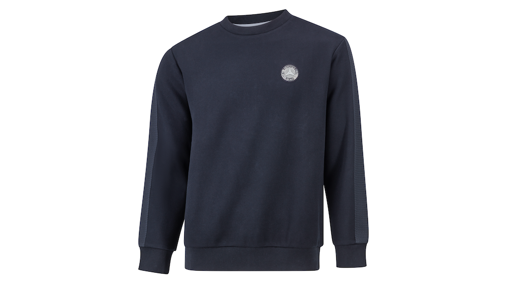 Felpa Unisex Mercedes-Benz blu Navy Modern Fit in Sweat Piqué con Stella - Prodotto Ufficiale
