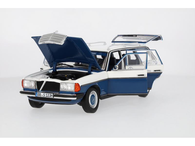 Modellino Mercedes-Benz 200 Station-Wagon S123 (1980-1985) Vettura Servizio Assistenza Scala 1:18