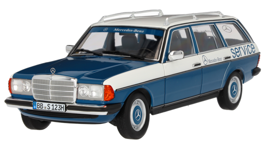 Modellino Mercedes-Benz 200 Station-Wagon S123 (1980-1985) Vettura Servizio Assistenza Scala 1:18