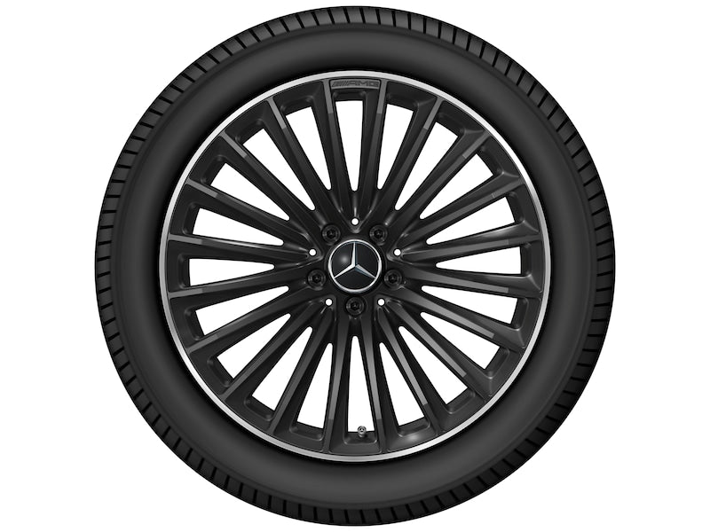 Cerchio in lega AMG 20 pollici Mercedes-Benz nero – razze sportive R20 8,5J ET34,5, bordo tornito a specchio originale