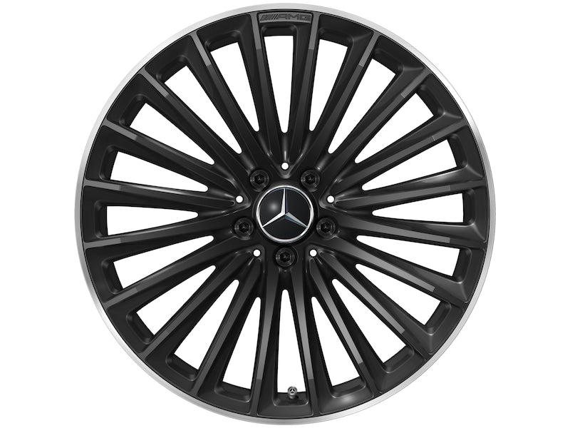 Cerchio in lega AMG 20 pollici Mercedes-Benz nero – razze sportive R20 8,5J ET34,5, bordo tornito a specchio originale