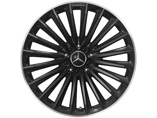 Cerchio in lega AMG 20 pollici Mercedes-Benz nero – razze sportive R20 8,5J ET34,5, bordo tornito a specchio originale