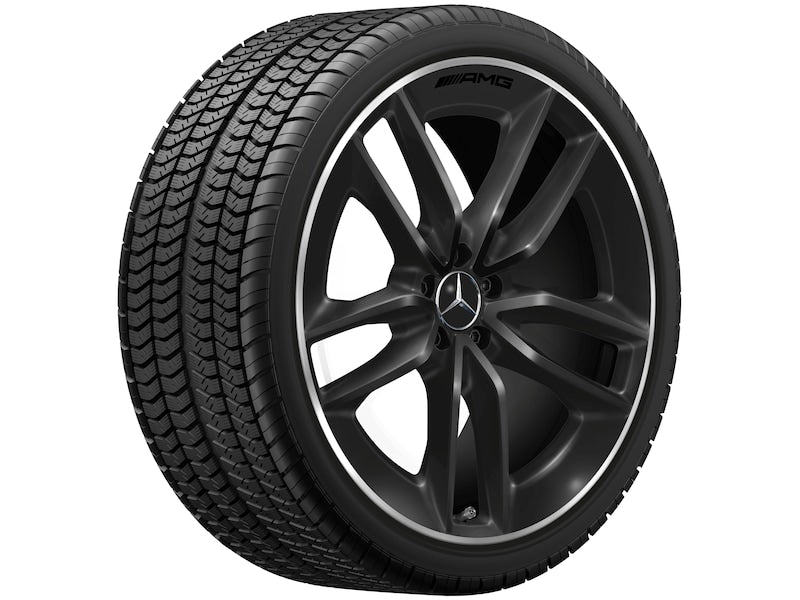 Cerchio in lega AMG 22 pollici Mercedes-Benz nero – 5 doppie razze R22 ET50 bordo tornito originale