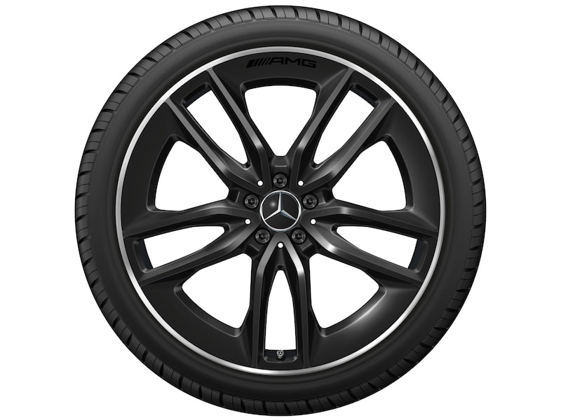 Cerchio in lega AMG 22 pollici Mercedes-Benz nero – 5 doppie razze R22 ET50 bordo tornito originale