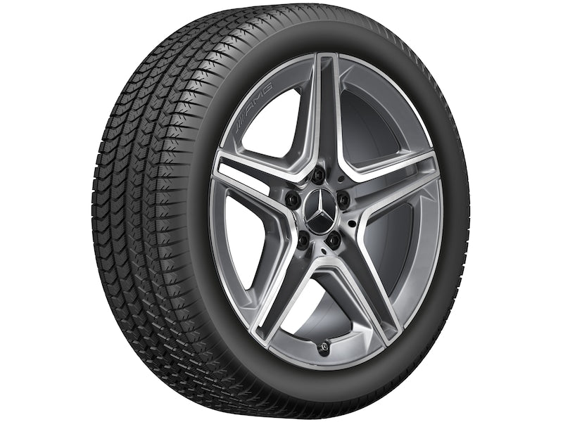 Cerchio a 5 doppie razze Mercedes-Benz AMG, 45,7 cm (18 pollici) Tornitura a specchio Grigio Metallizzato Classe A | CLA | Classe B