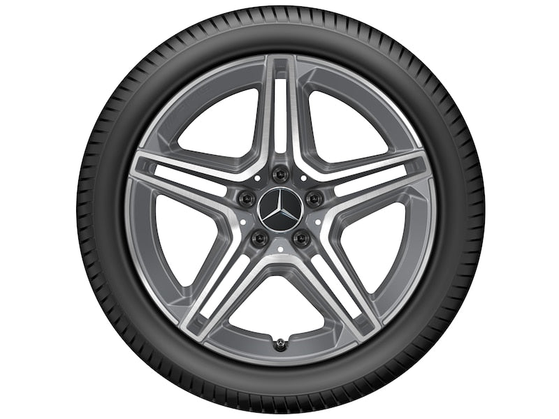 Cerchio a 5 doppie razze Mercedes-Benz AMG, 45,7 cm (18 pollici) Tornitura a specchio Grigio Metallizzato Classe A | CLA | Classe B