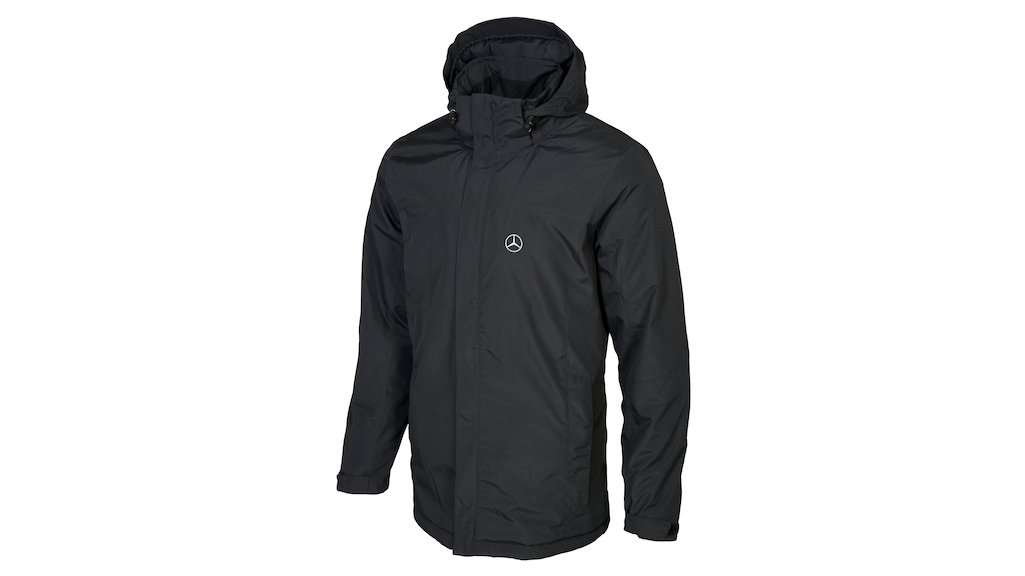 Parka Invernale Uomo Mercedes-Benz Nero Antivento con Cappuccio - Prodotto Ufficiale