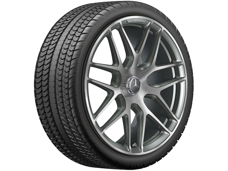 Cerchio fucinato AMG 22 pollici Mercedes-Benz – razze incrociate R22 ET53 grigio titanio originale