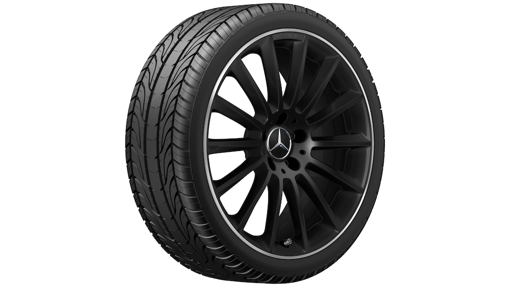 Cerchio in lega AMG 19 pollici Mercedes-Benz nero opaco – razze sportive R19 ET40 bordo tornito originale
