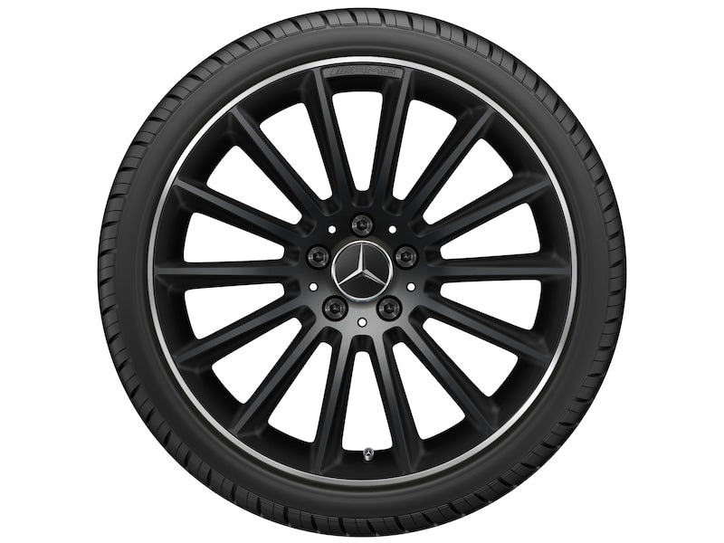 Cerchio in lega AMG 19 pollici Mercedes-Benz nero opaco – razze sportive R19 ET40 bordo tornito originale