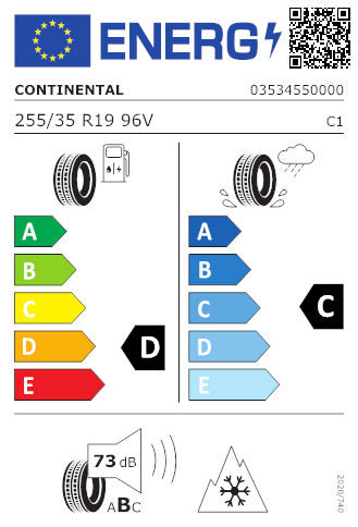 CONTINENTAL 255/35 R19 96V WinterContact TS 830P XL FR M+S DOT 4321