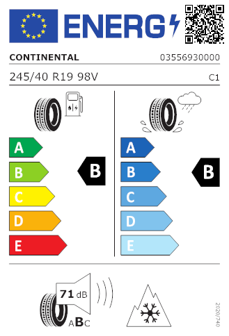 CONTINENTAL 245/40 R19 98V WinterContact TS 870P XL FR DOT 2222