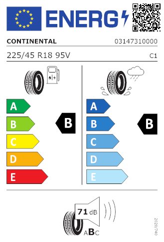 CONTINENTAL 225/45R18 95V XL FR PC6PremiumContact 6