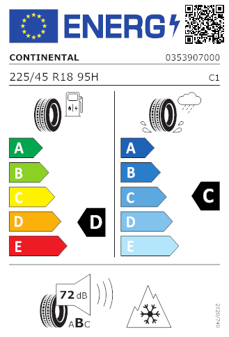 CONTINENTAL 225/45 R18 95H WinterCont. TS850P SSR XL MOE FRM+S