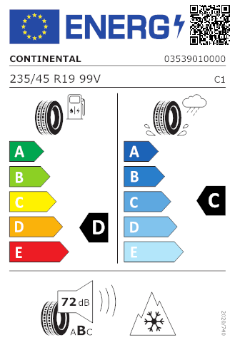 CONTINENTAL 235/45 R19 99V WinterContact TS 830P XL MO FR M+S DOT 2822