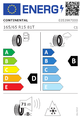 CONTINENTAL 165/65 R15 81T WinterContact TS 860M+S DOT 4221