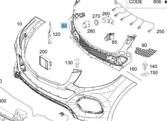 SUPPORTO DI BASE PARAURTI codice categorico: A1668850065