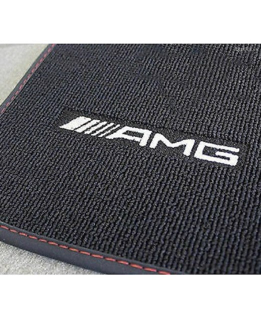 Set 4 Tappetini AMG  pelo corto con cuciture rosse Classe A 176 | CLA 117 | Classe B 246 | GLA X156
